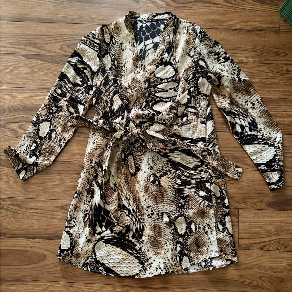 Snakeskin Print Wrap Dress